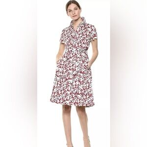 Donna Morgan Cherry Print Shirt Dress, Sz 12